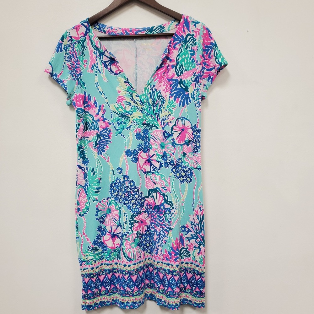 Lilly Pulitzer Womens Sophiletta Upf 50+ Dress Size M V Neck Beach Preppy Ocean